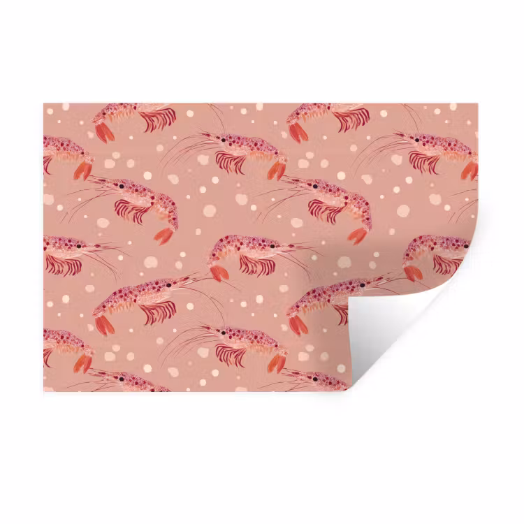 Garnalen - Stippen - Roze Muursticker klein 286 -3d