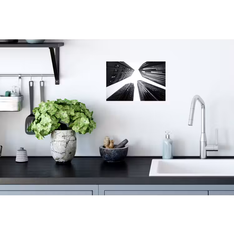 Gebouwen - Lucht - Zwart Muursticker klein -keuken