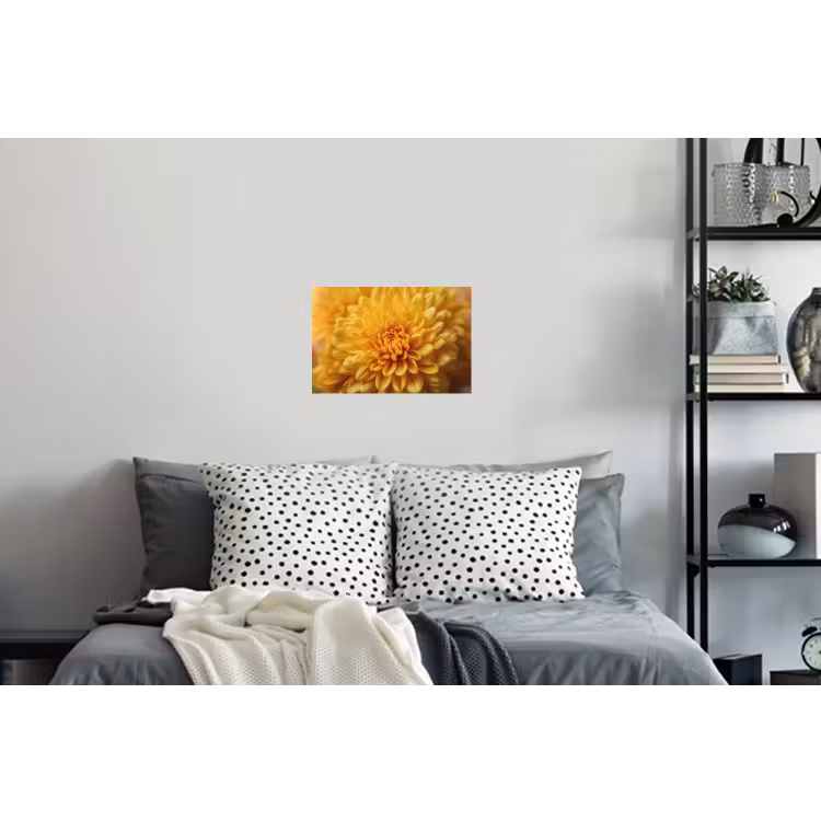 Geel - Chrysant - Zachtheid Muursticker klein -slaapkamer