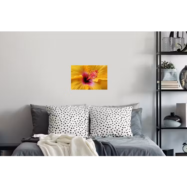 Geel - Hibiscus - Tropisch Muursticker klein -slaapkamer