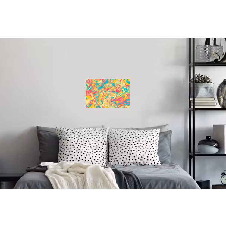 Geel - Roze - Blauw - Retro Muursticker klein -slaapkamer