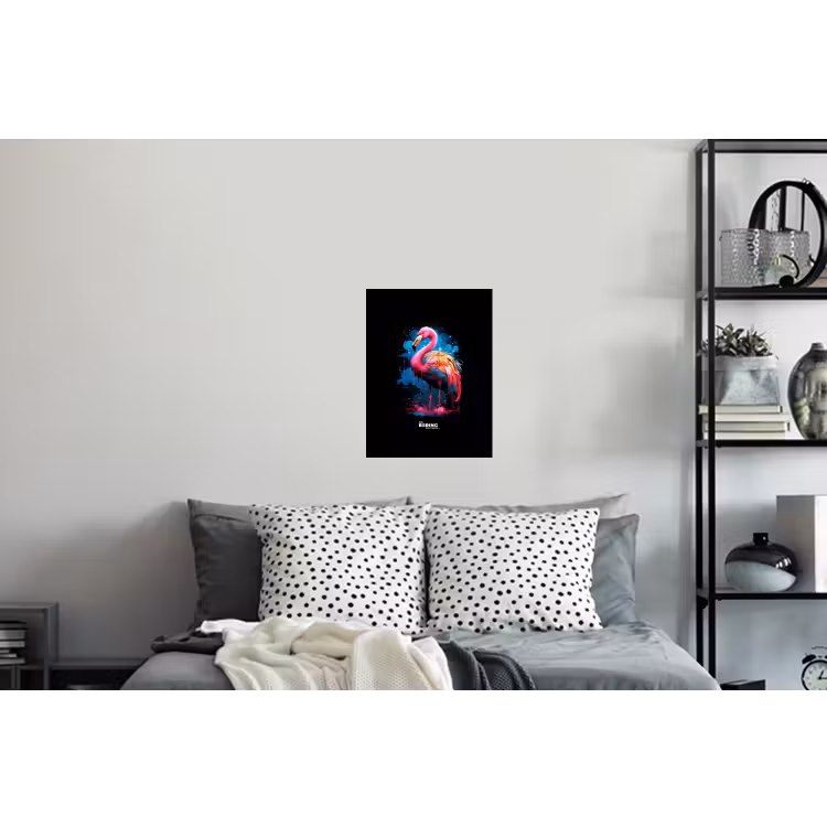 Gekleurde flamingo voor een verfexplosie Muursticker klein -slaapkamer