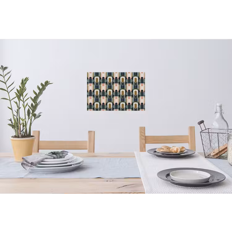 Geografisch - Modern - Kleurrijk Muursticker klein 286 -eettafel