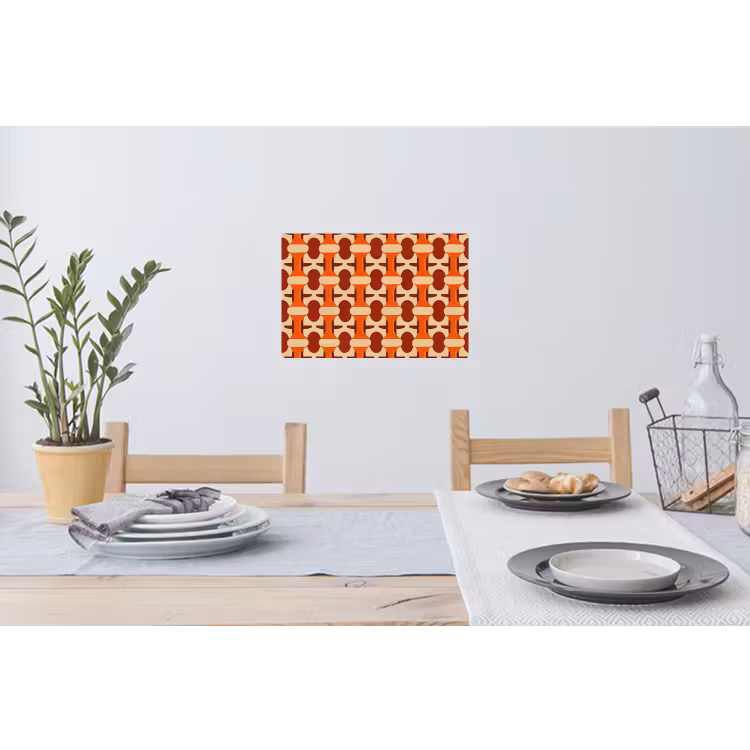 Geometrisch - Retro - Oranje Muursticker klein 286 -eettafel