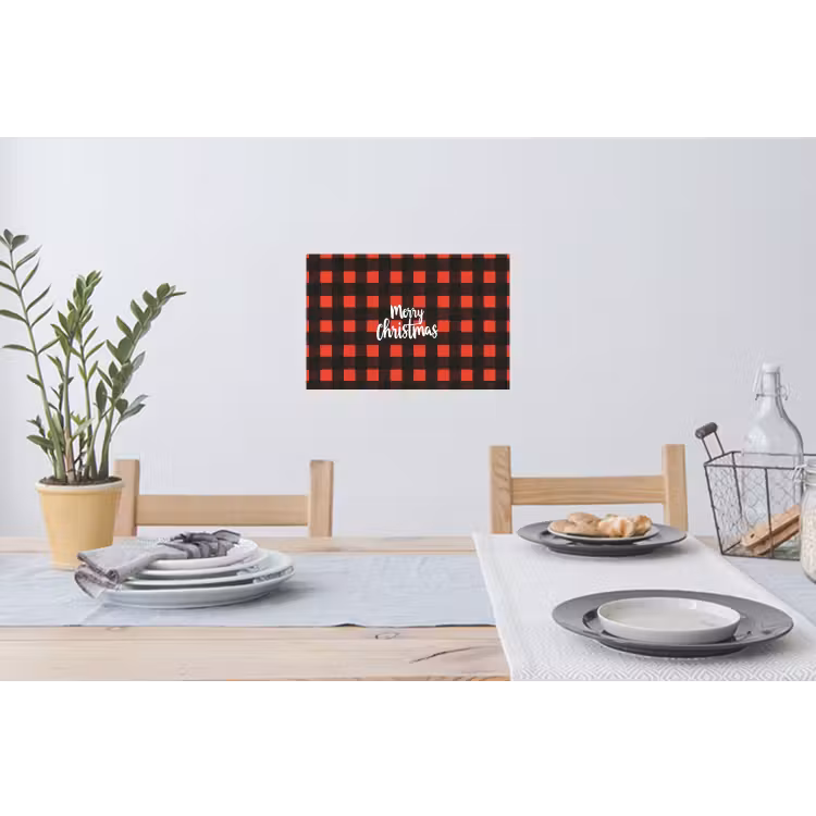 Geruit - Rood - Tekst - Christmas Muursticker klein -eettafel