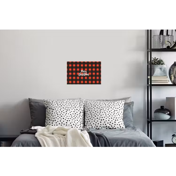 Geruit - Rood - Tekst - Christmas Muursticker klein -slaapkamer