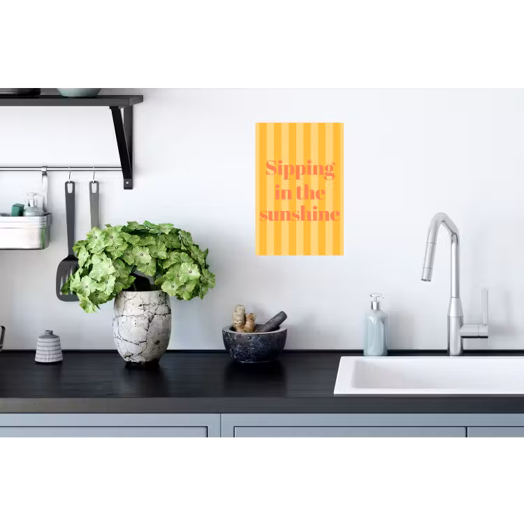 Gestreept - Geel - Sunshine - Letters Muursticker klein -keuken