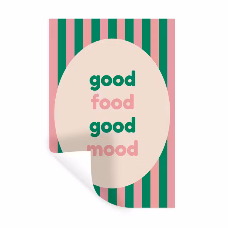 Gestreept - Quote - Ovaal - Roze Muursticker klein -3d