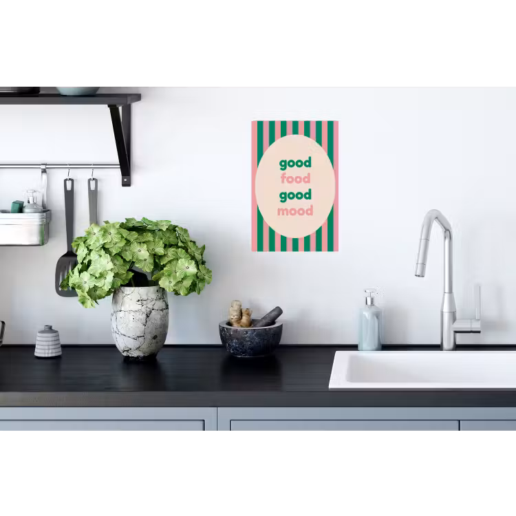Gestreept - Quote - Ovaal - Roze Muursticker klein -keuken