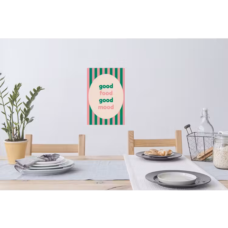 Gestreept - Quote - Ovaal - Roze Muursticker klein -eettafel