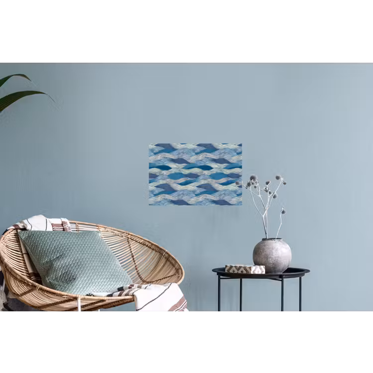 Getekend - Blauw - Wit - Golvend - Streepjes Muursticker klein 286 -plant