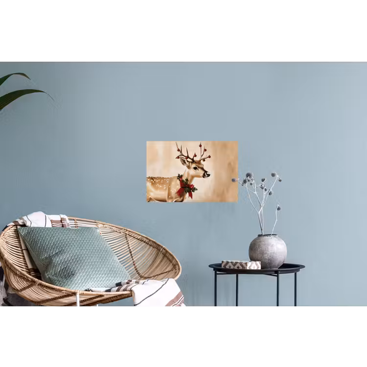 Gewei - Kerst - Rendier - Rood Muursticker klein -plant