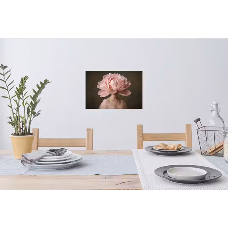 Gezicht - Roos - Roze Muursticker klein -eettafel
