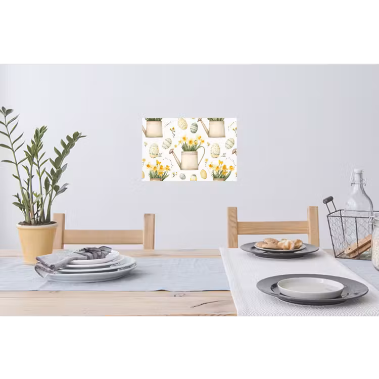 Gieter - Bloemen - Eieren Muursticker klein -eettafel