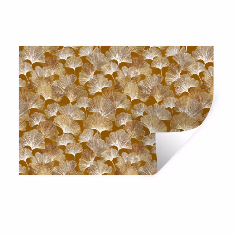Ginkgo - Bladeren - Goud Muursticker klein 286 -3d