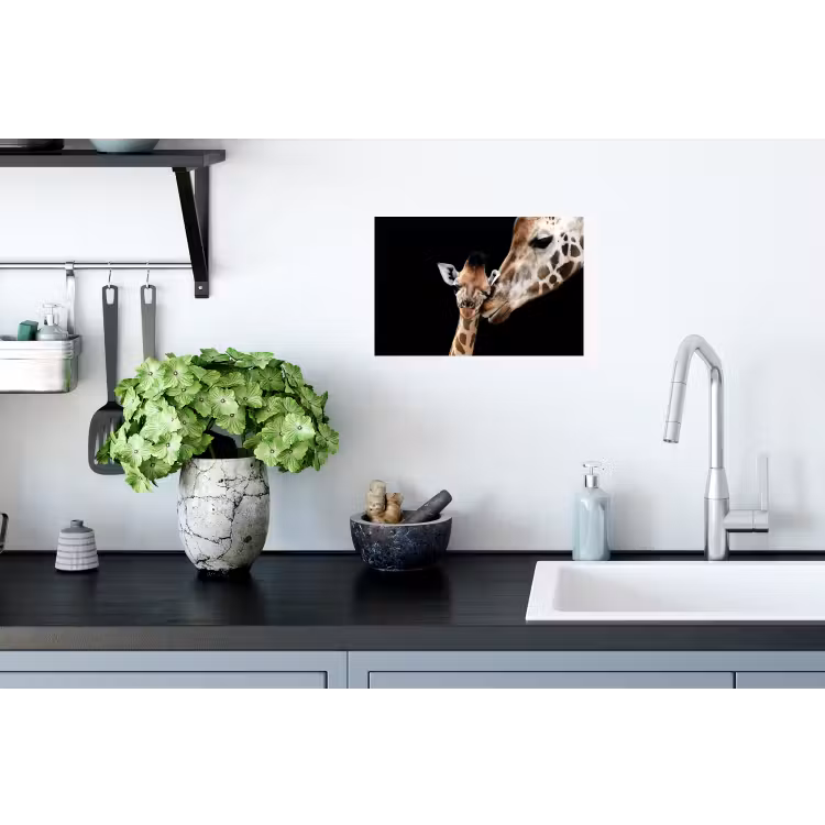Giraffe - Dieren - Zwart - Portret - Dieren Muursticker klein -keuken
