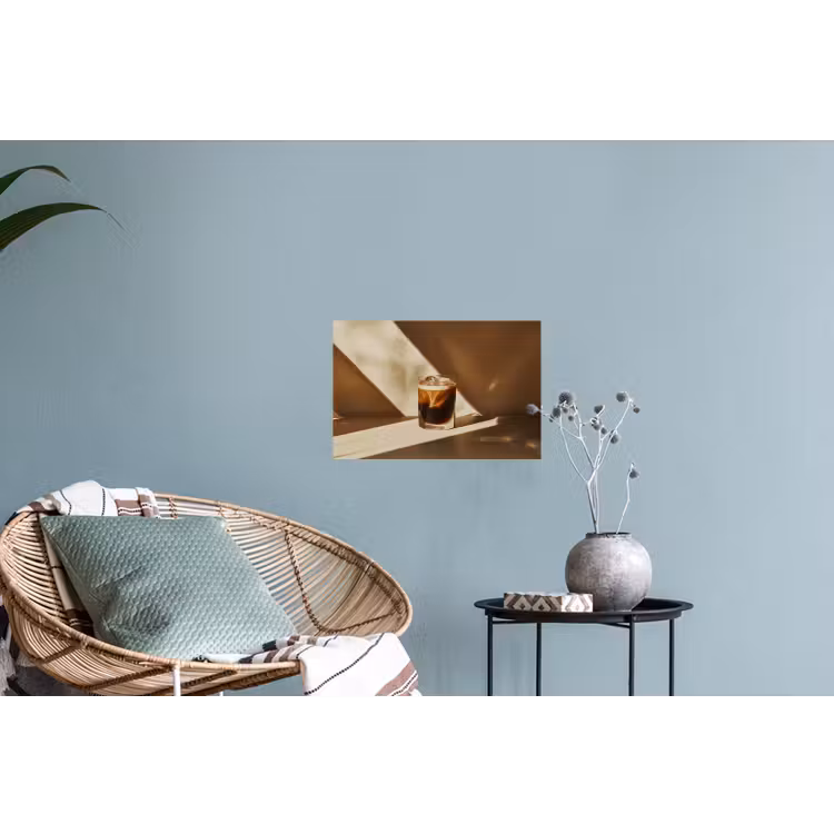 Glas - Ijskoffie - Schaduw - Bruin Muursticker klein -plant