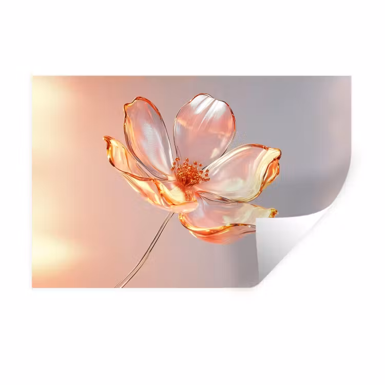 Glazen - Bloem - Roze Muursticker klein -3d