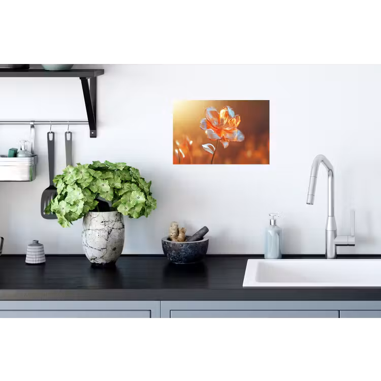 Glazen - Bloem - Zonlicht Muursticker klein -keuken