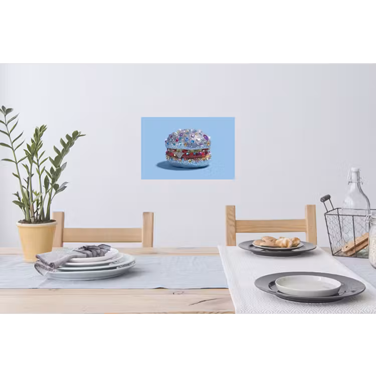 Glitters - Hamburger - Blauw Muursticker klein -eettafel