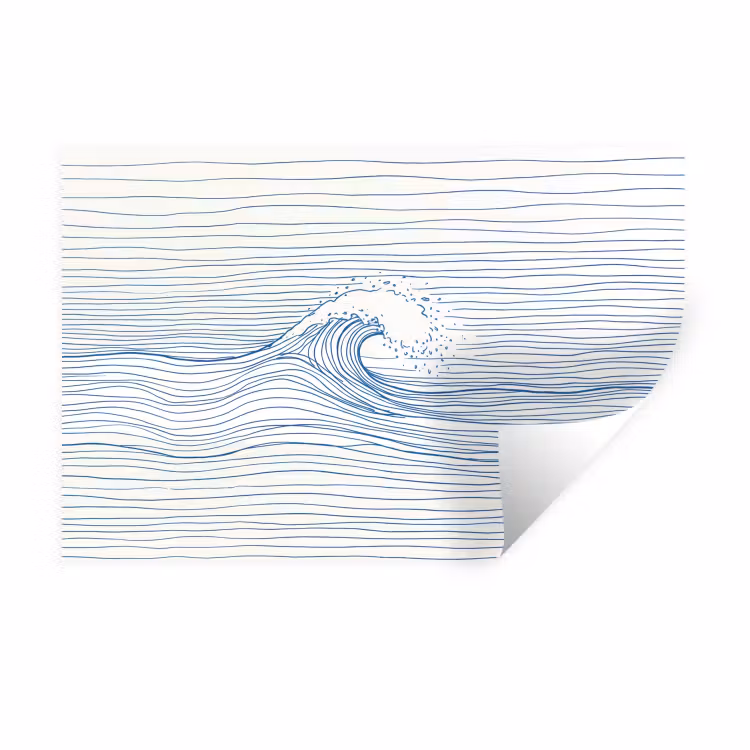 Golf - Brekende - Natuur - Minimalistisch - Blauw Muursticker klein -3d