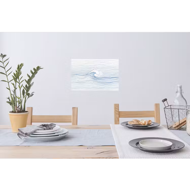 Golf - Brekende - Natuur - Minimalistisch - Blauw Muursticker klein -eettafel