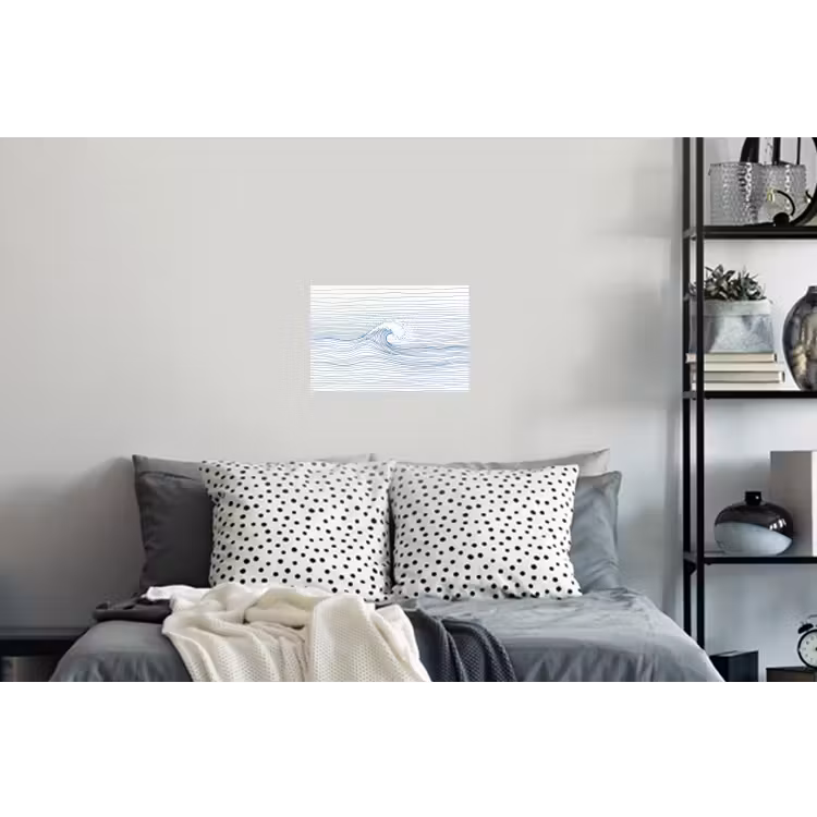 Golf - Brekende - Natuur - Minimalistisch - Blauw Muursticker klein -slaapkamer