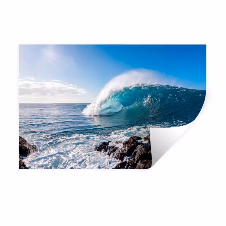 Golf - Oceaan - Brekend - Water - Blauw Muursticker klein -3d