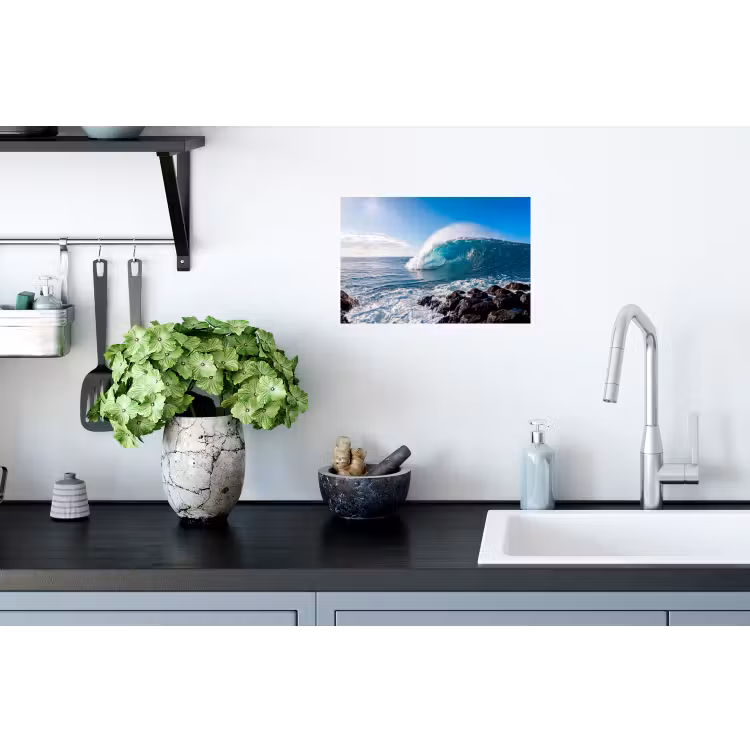 Golf - Oceaan - Brekend - Water - Blauw Muursticker klein -keuken