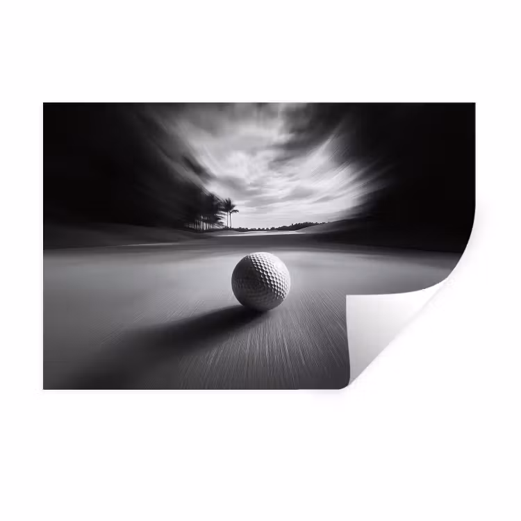Golfbal - Wazig - Zwart Muursticker klein -3d