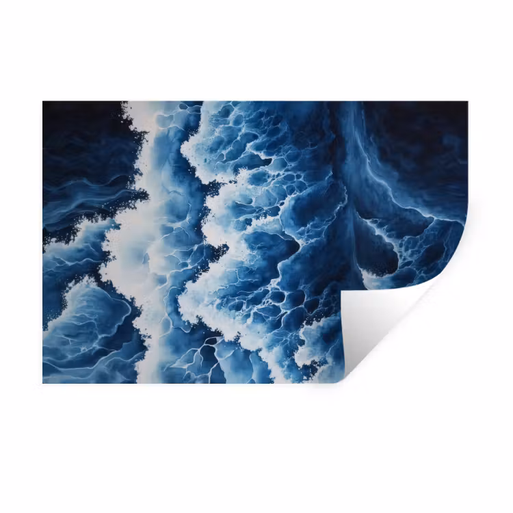 Golven - Blauw - Schuim Muursticker klein -3d
