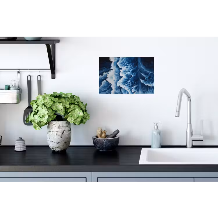 Golven - Blauw - Schuim Muursticker klein -keuken