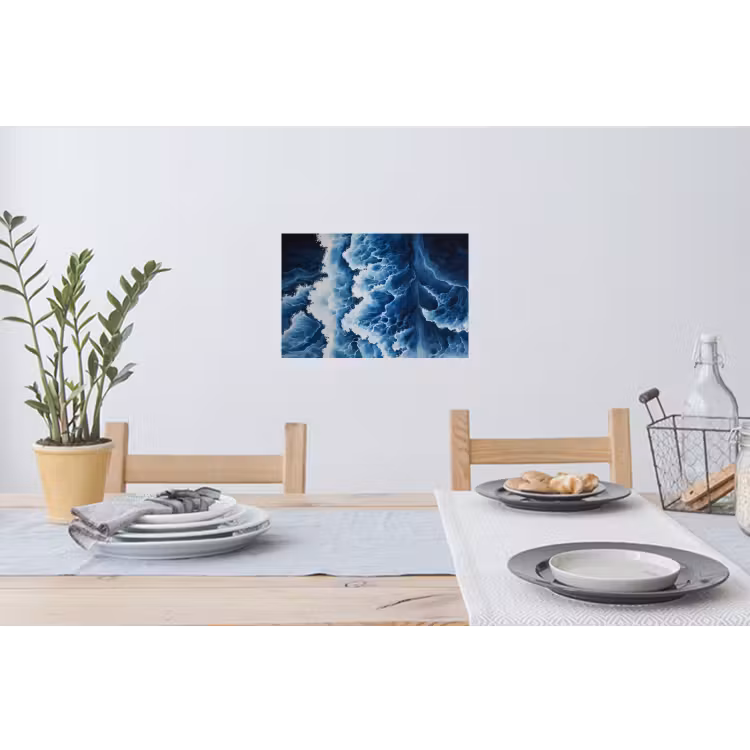 Golven - Blauw - Schuim Muursticker klein -eettafel
