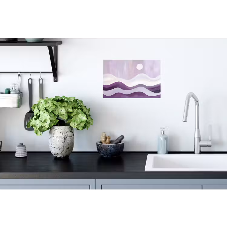 Golven - Heuvels - Abstract - Paars Muursticker klein -keuken