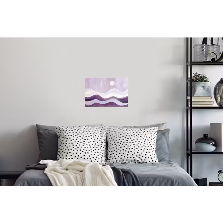 Golven - Heuvels - Abstract - Paars Muursticker klein -slaapkamer