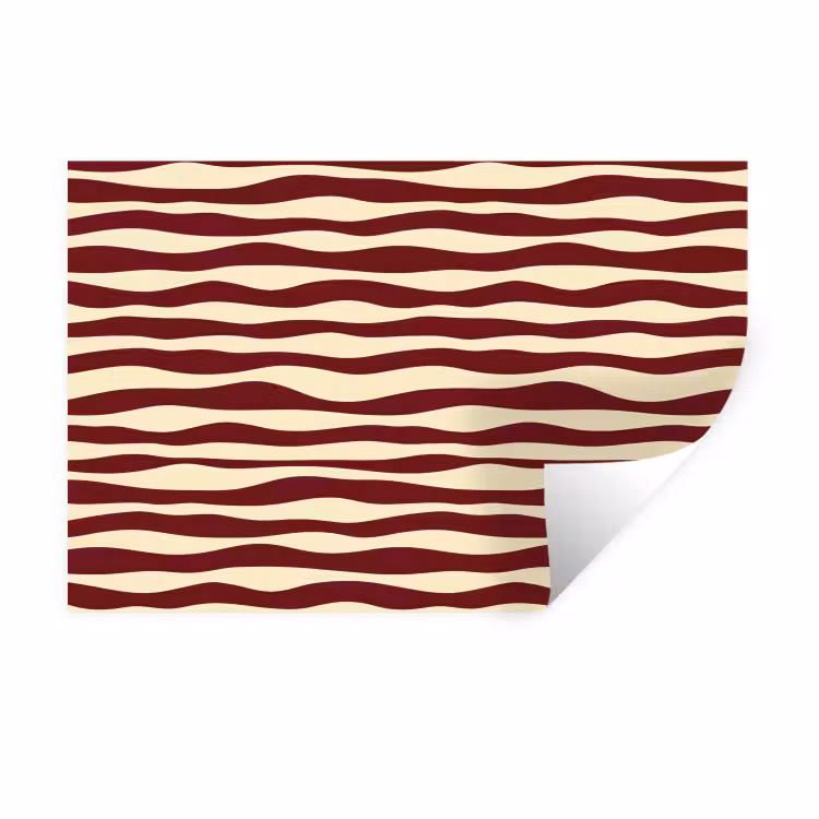 Golven - Rood - Patroon - Crème Muursticker klein 286 -3d