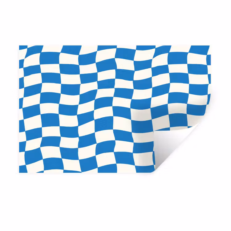 Golvend - Patroon - Blauw Muursticker klein 286 -3d