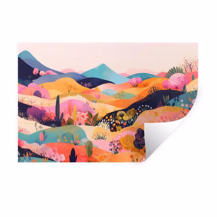 Golvende heuvels - Abstracte planten - Dromerig Muursticker klein -3d