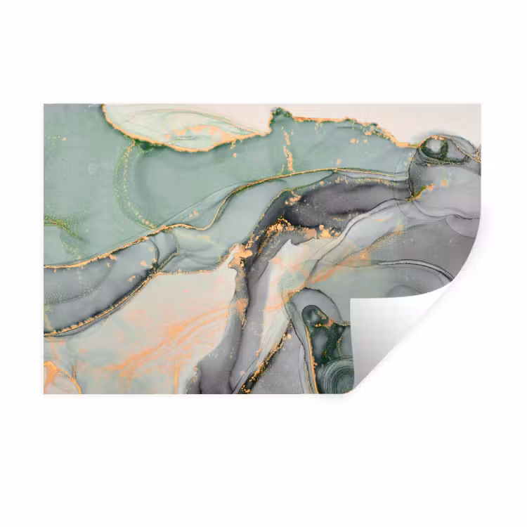 Goud - Marmer - Groen - luxe - Glitter - Marmerlook Muursticker klein -3d