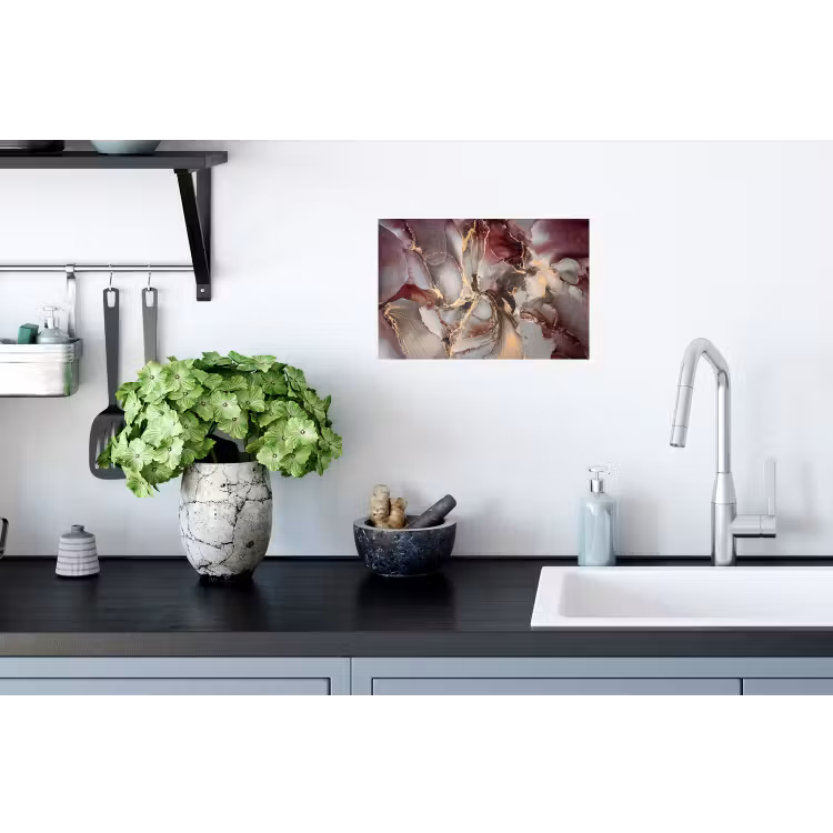 Goud - Marmer - Paars Muursticker klein -keuken