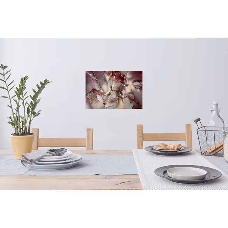 Goud - Marmer - Paars Muursticker klein -eettafel