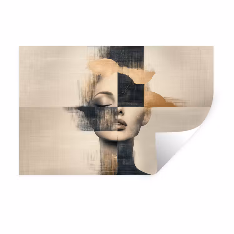 Goud - Vrouw - Rechthoeken Muursticker klein -3d