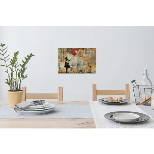 Graffiti - Banksy - Meisje - Street art Muursticker klein -eettafel