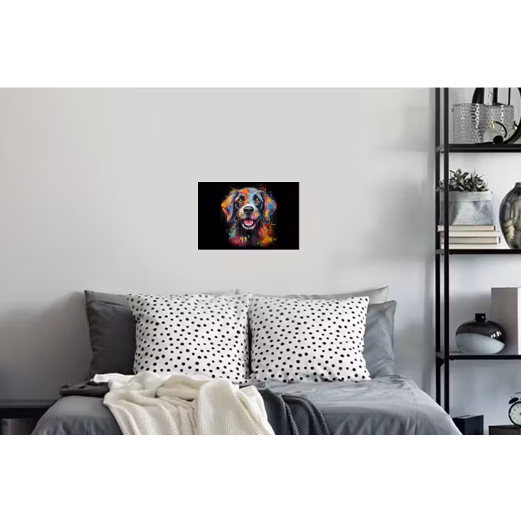 Graffiti - Hond - Zwart - Kleuren Muursticker klein -slaapkamer