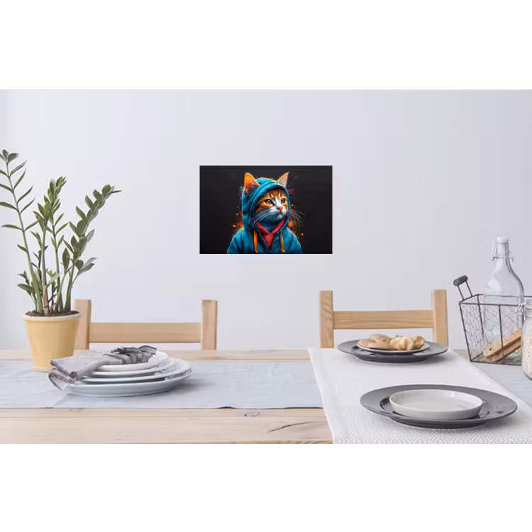 Graffiti - Kat - Zwart - Jas Muursticker klein -eettafel