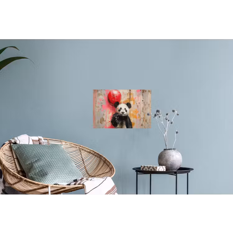 Graffiti - Panda - Ballon - Street art - Banksy Muursticker klein -plant