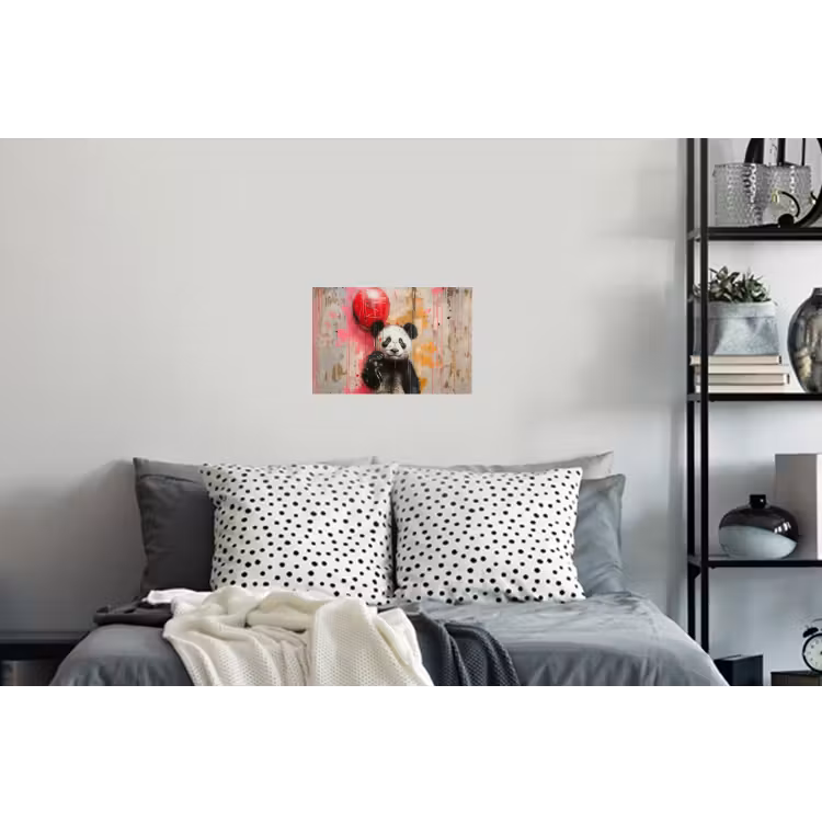 Graffiti - Panda - Ballon - Street art - Banksy Muursticker klein -slaapkamer