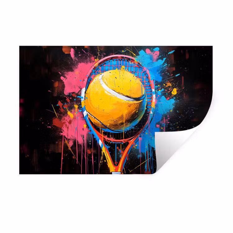 Graffiti - Tennis - Sport - Racket Muursticker klein -3d
