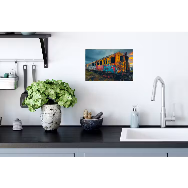 Graffiti - Trein - Street art - Verlaten Muursticker klein -keuken