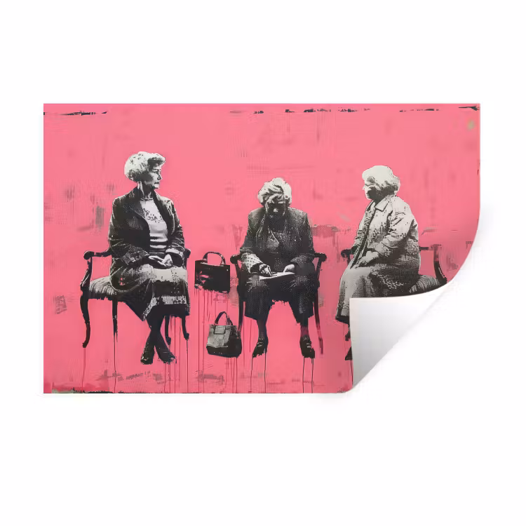 Graffiti - Vintage - Zwart - Street art - Roze - Banksy Muursticker klein -3d